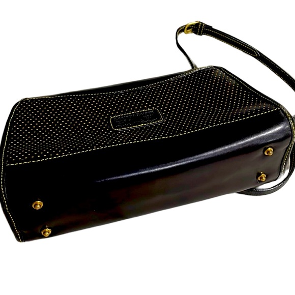 Dooney & Bourke All Leather Black & Gold Polka Dot Design Crossb… - Picture 11 of 15
